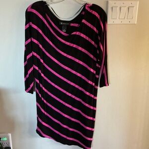 DKNY Black and Pink Striped Long Sleeve Top